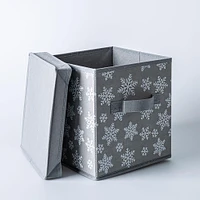 KSP Christmas Soft Storage 'Snowflakes' Fabric Box with Lid