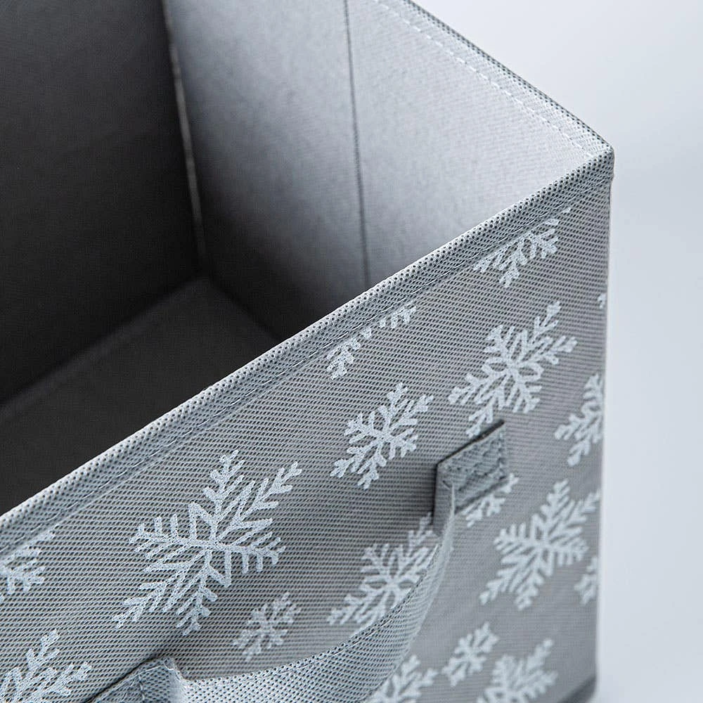 KSP Christmas Soft Storage 'Snowflakes' Fabric Box with Lid