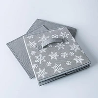 KSP Christmas Soft Storage 'Snowflakes' Fabric Box with Lid