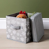 KSP Christmas Soft Storage 'Snowflakes' Fabric Box with Lid