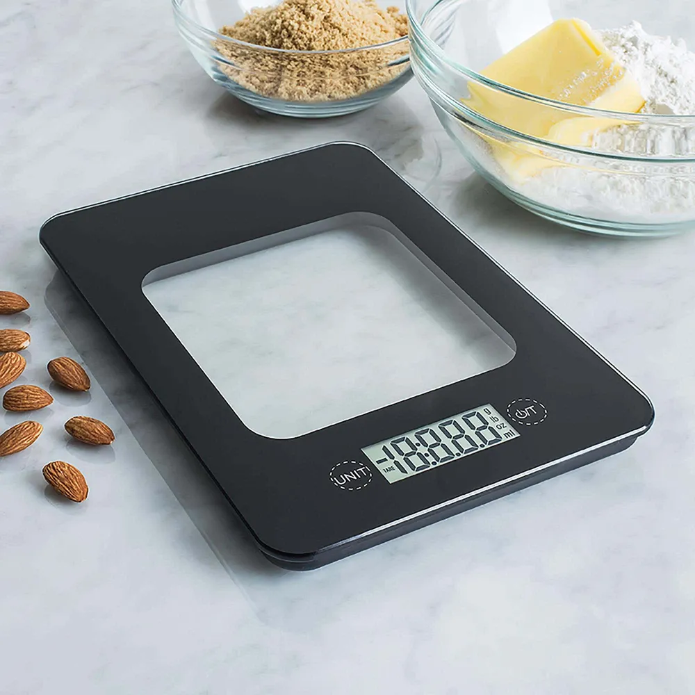 KSP Cuisine Glass Digital Kitchen Scale (Black)