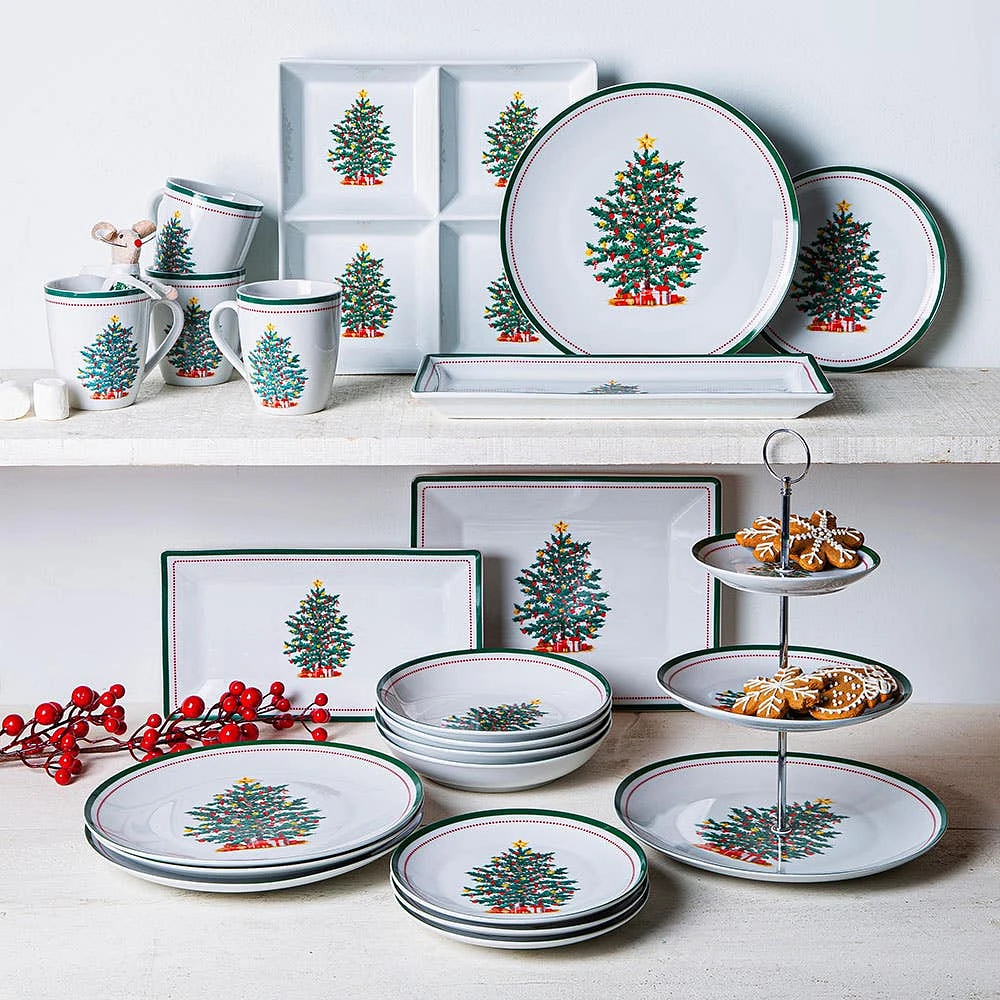 KSP Christmas Noel 'Evergreen' Porcelain Dinnerware Set - Set of 12