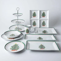 KSP Christmas Noel 'Evergreen' Porcelain Dinnerware Set - Set of 12