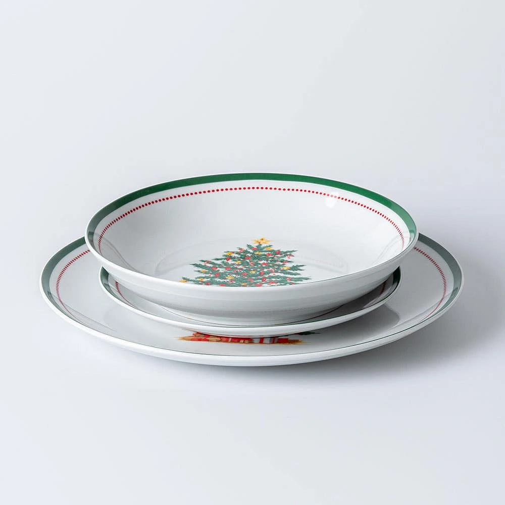 KSP Christmas Noel 'Evergreen' Porcelain Dinnerware Set - Set of 12