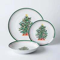 KSP Christmas Noel 'Evergreen' Porcelain Dinnerware Set - Set of 12