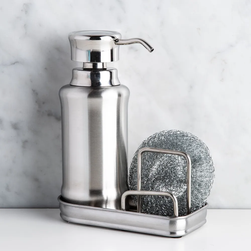 iDesign York Ergo Soap Pump & Scrubby Centre (Stainless Steel)