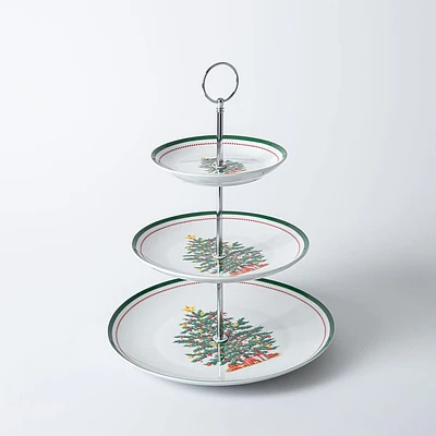 KSP Christmas Noel 'Evergreen' Porcelain Buffet Stand 3-Tier