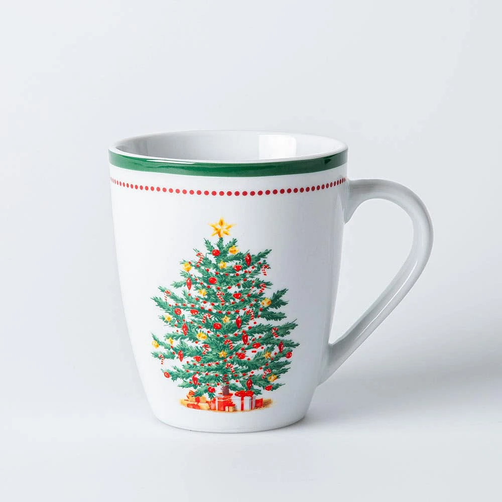 KSP Christmas Noel 'Evergreen' Porcelain Mug 320ml - Set of 4