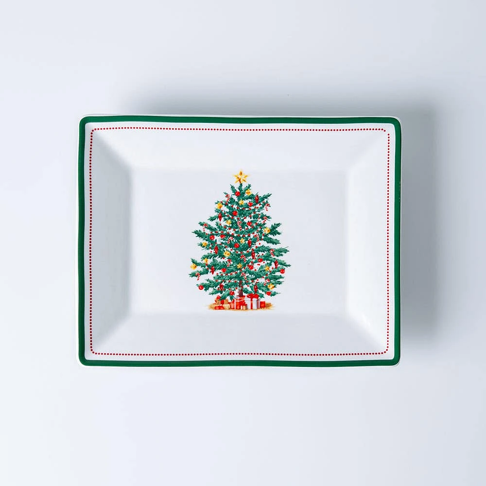 KSP Christmas Noel 'Evergreen' Porcelain Platter 29.5x23cm - Large