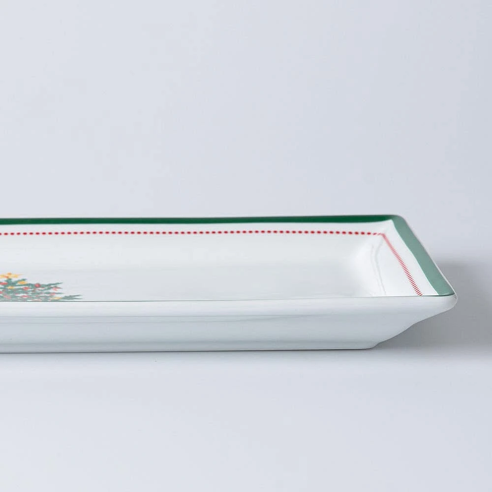 KSP Christmas Noel 'Evergreen' Porcelain Platter 35.5x17.3cm - Long