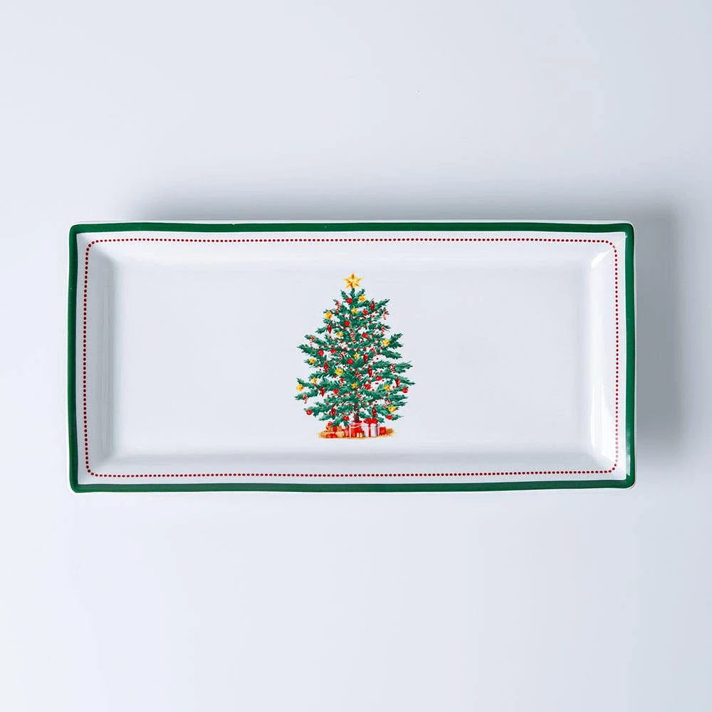 KSP Christmas Noel 'Evergreen' Porcelain Platter 35.5x17.3cm - Long