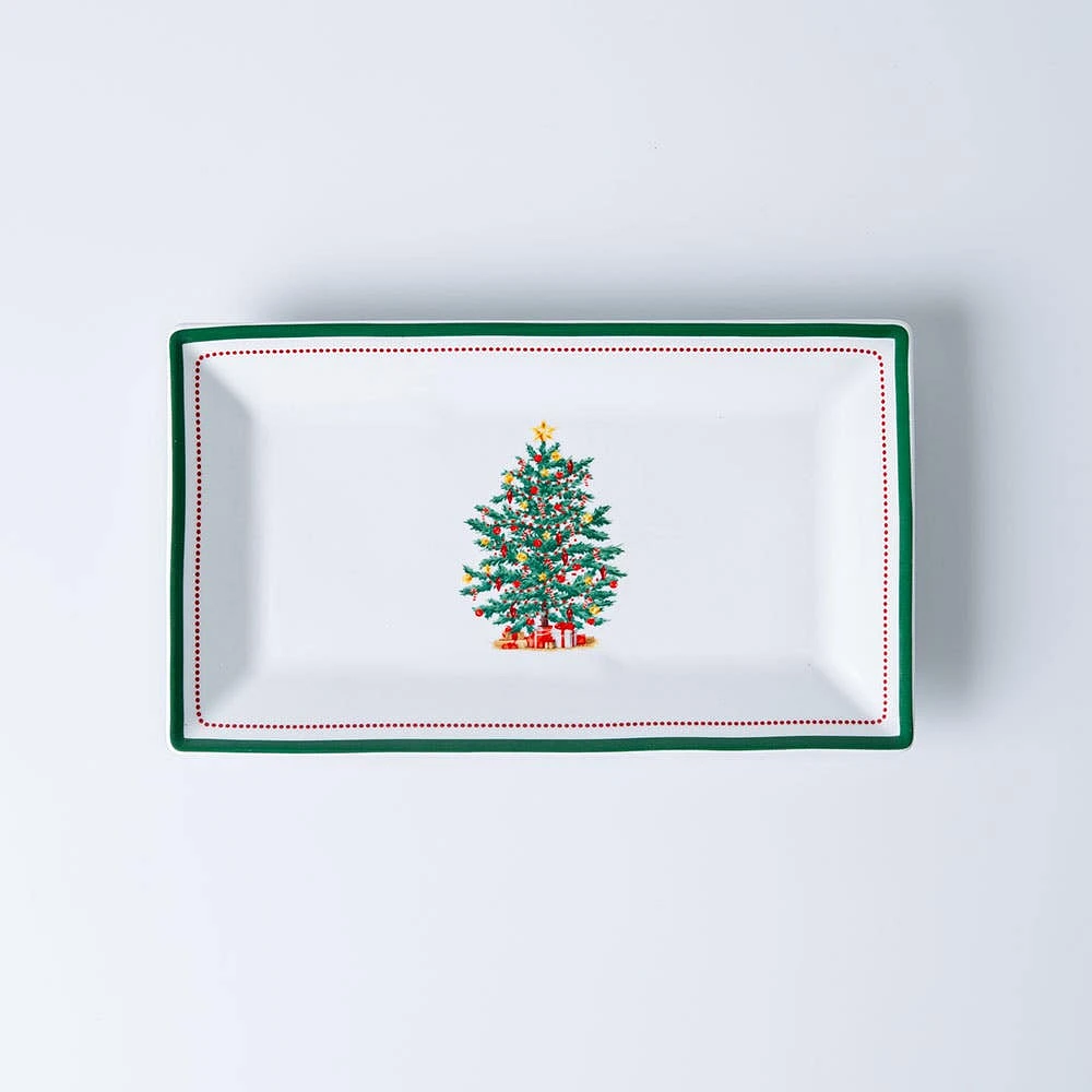 KSP Christmas Noel 'Evergreen' Porcelain Platter 30.5x16.7cm - Small