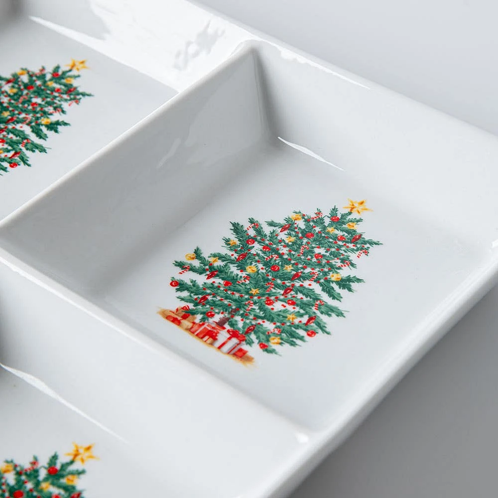 KSP Christmas Noel 'Evergreen' Porcelain Sectional Platter 29.1cm