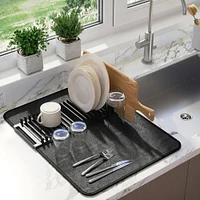 Umbra Udry Microfibre Drying Mat with Rack - Black (24x18")