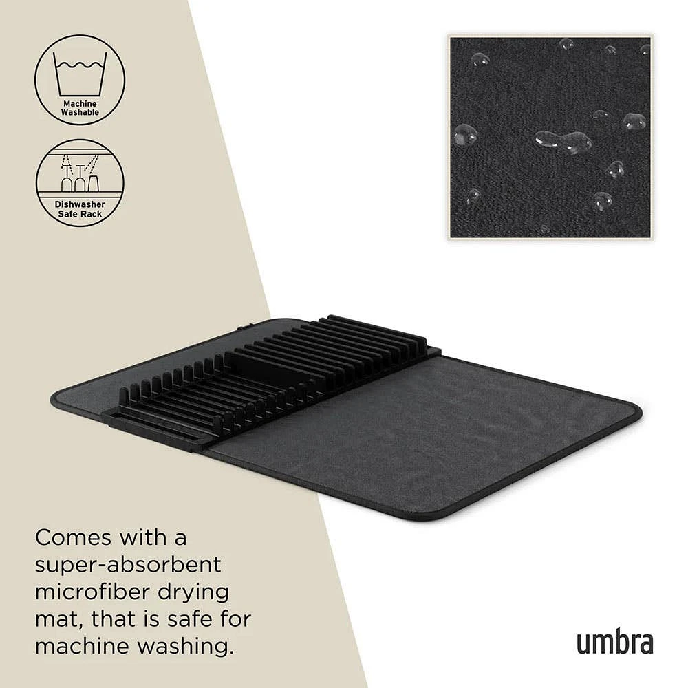 Umbra Udry Microfibre Drying Mat with Rack - Black (24x18")