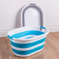 KSP Pop N Fold Space Saving Laundry Basket (White/Grey)