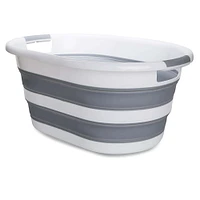 KSP Pop N Fold Space Saving Laundry Basket (White/Grey)