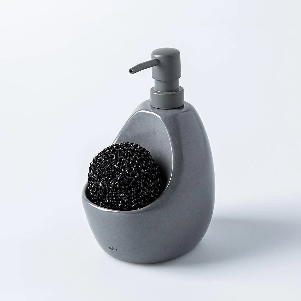 Umbra Joey Ceramic Soap Pump with Scrubber (Charcoal)