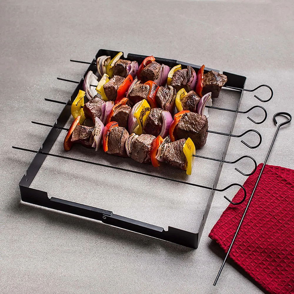 KSP Epicure BBQ Shish Kabob Skewer with Rack (Dark Grey)