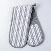 KSP Classic Stripe 100% Cotton Double Oven Mitt (Light Grey)