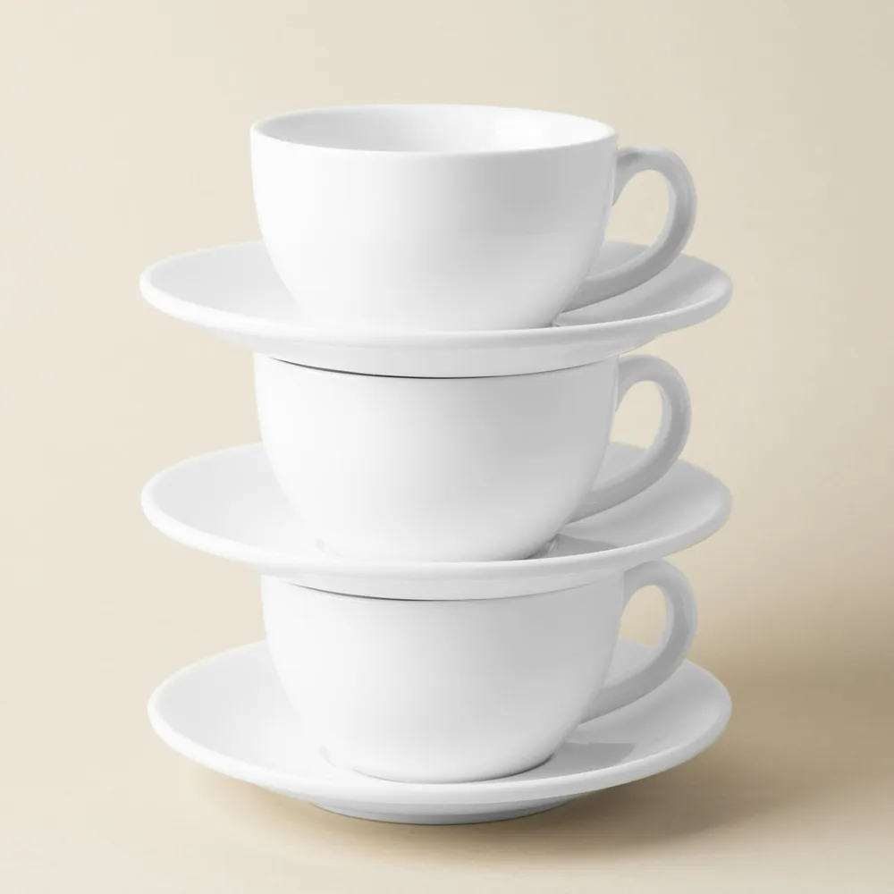 A La Carte 'Essentials' Porcelain Teacup with Saucer (White)