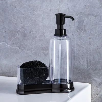 KSP Ashbury Soap Pump Caddy with Scrubby (Black)