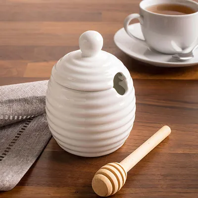 KSP Sweety Porcelain Honey Jar with Dipper (White)
