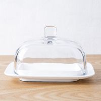 KSP Farm House Butter Dish with Glass Lid (White/Clear)