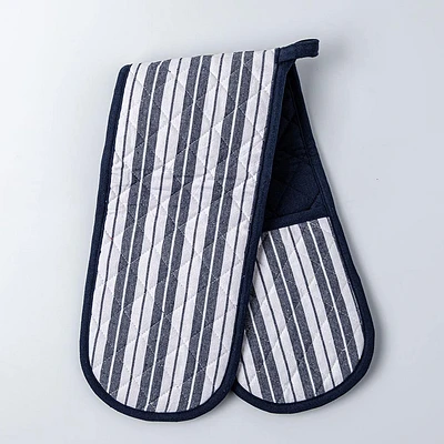 KSP Classic Stripe 100% Cotton Double Oven Mitt (Navy)