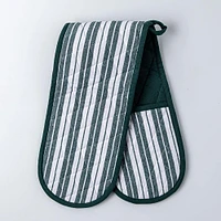 KSP Classic Stripe 100% Cotton Double Oven Mitt (Dark Green)