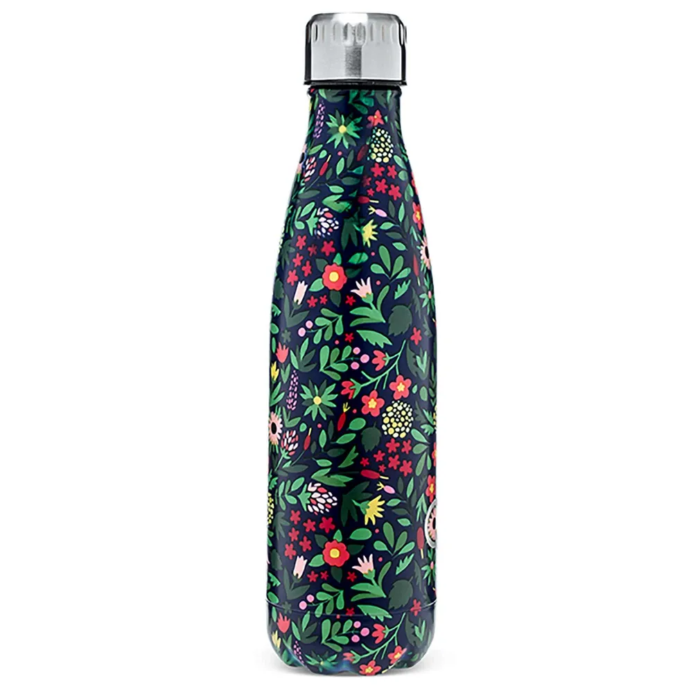 KSP Quench 'Floral' 500ml Double-Wall Water Bottle (Navy)