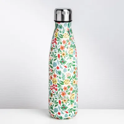 KSP Quench 'Floral' 500ml Double-Wall Water Bottle (White)