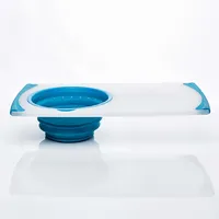 KSP Chop 'N Wash Poly Cutting Board with Colander (Light Blue)