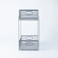 KSP Mesh Sliding Storage Basket 2-Tier (Silver) 31 x 21 x 42 cm