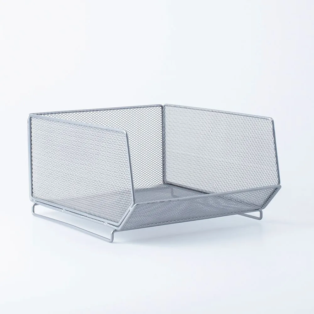 Silver Mesh Stackable Storage Bins