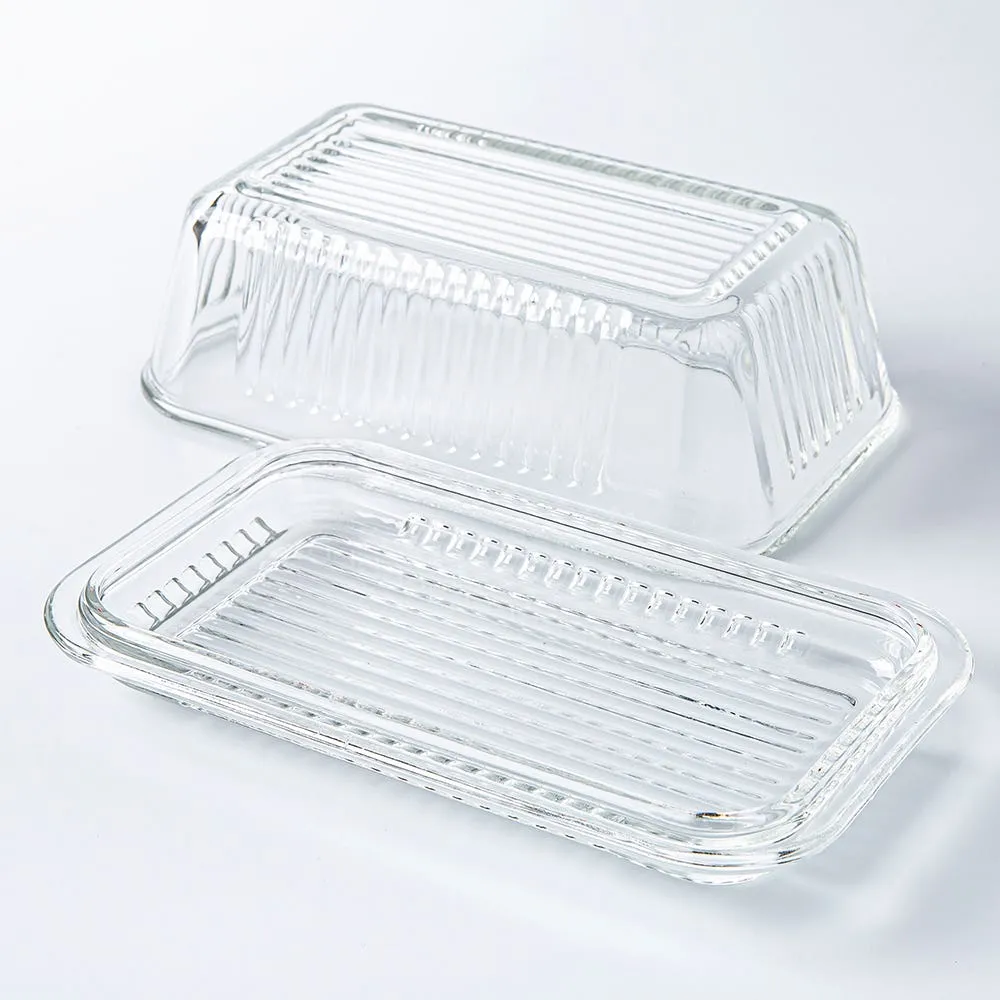 Trudeau Linea Glass Butter Dish (Clear)