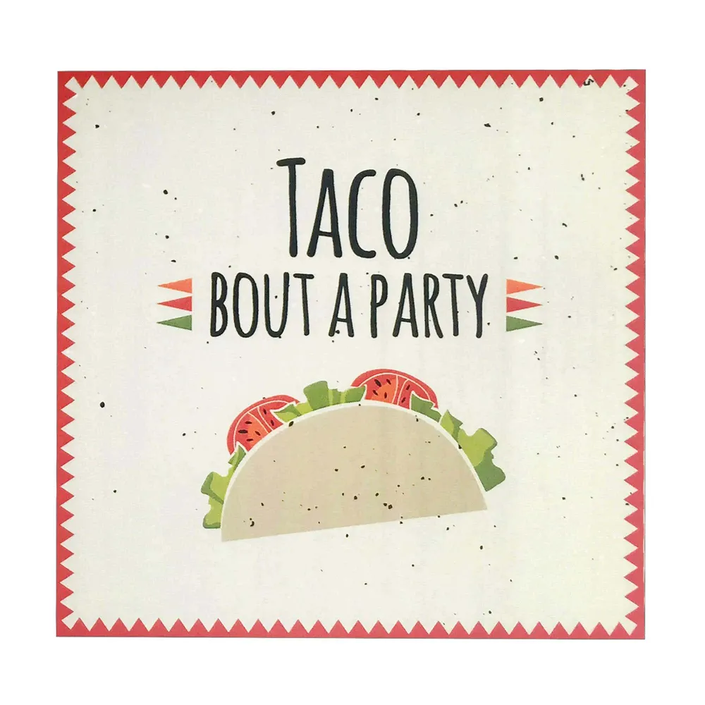 Harman 3-Ply 'Taco Party' Paper Napkin (White)