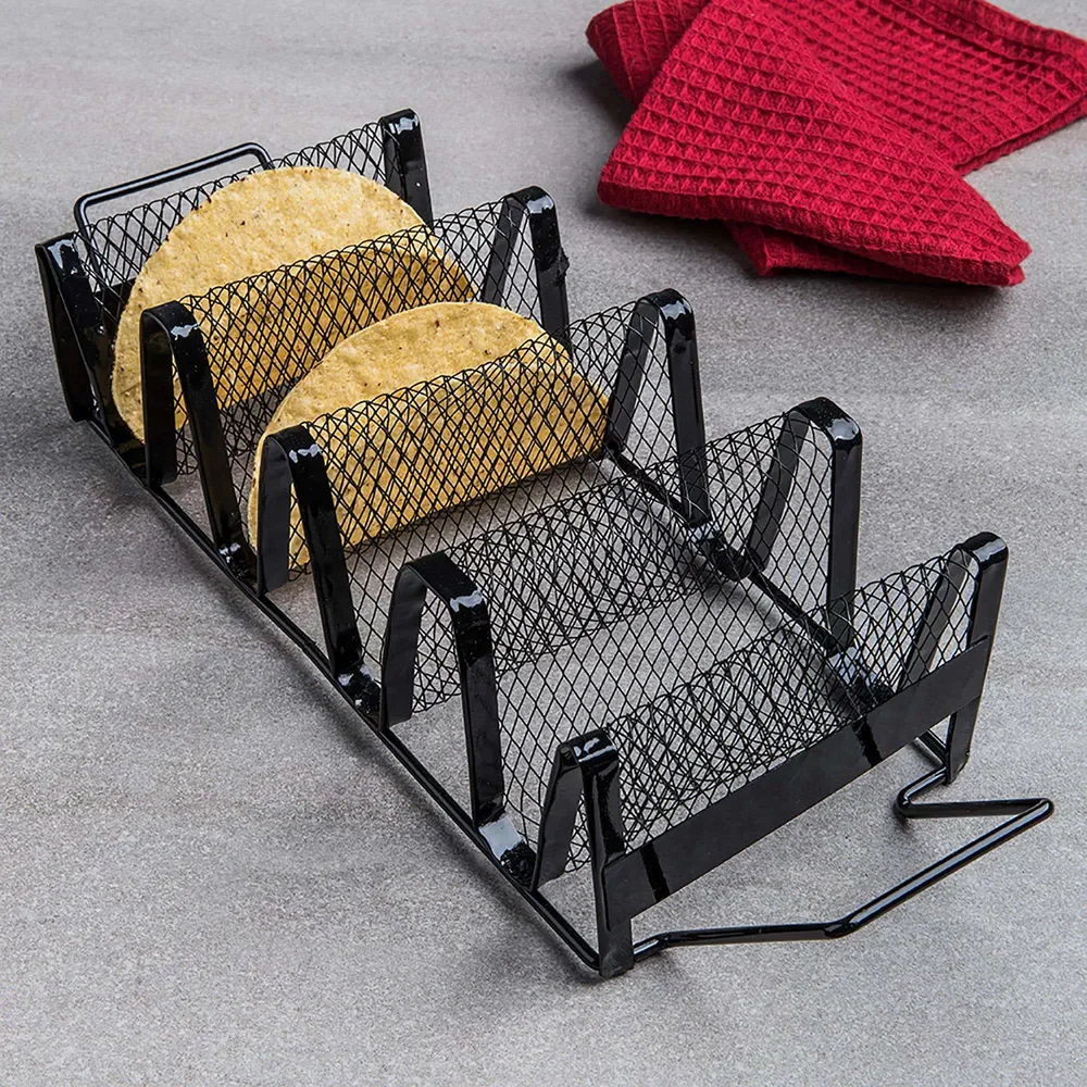 Outset BBQ Non-Stick Taco Rack (Black)