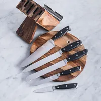 James F Dock-It Acacia Wood Knife Block Combo - Set of 6