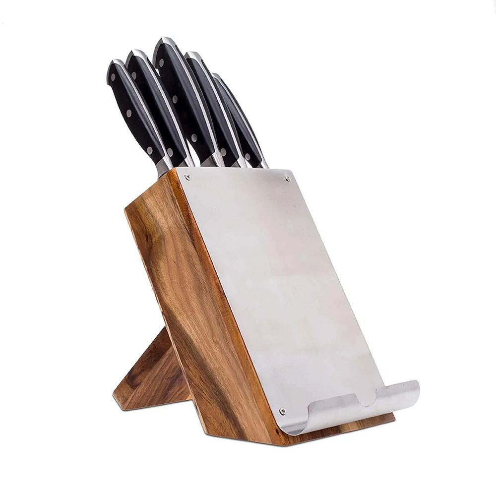 James F Dock-It Acacia Wood Knife Block Combo - Set of 6