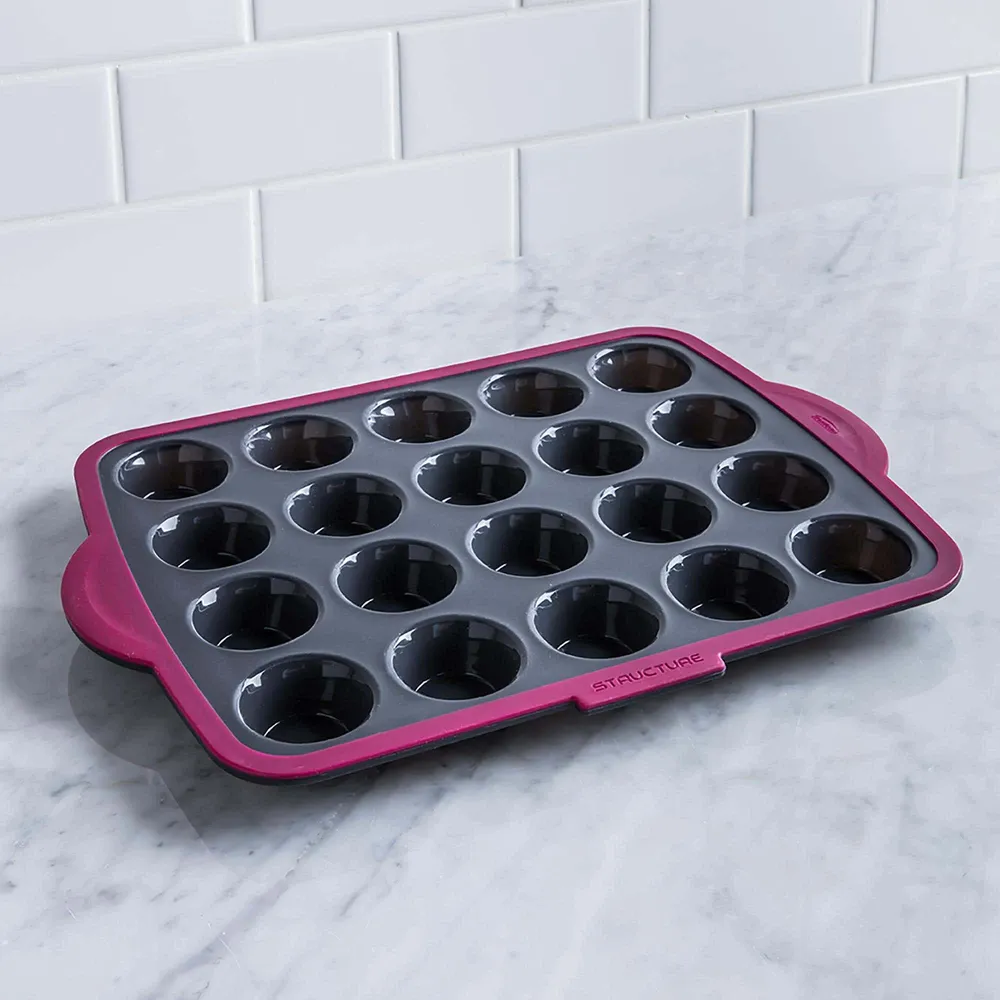 Trudeau Structure Mini Muffin Pan (Fuchsia/Grey)