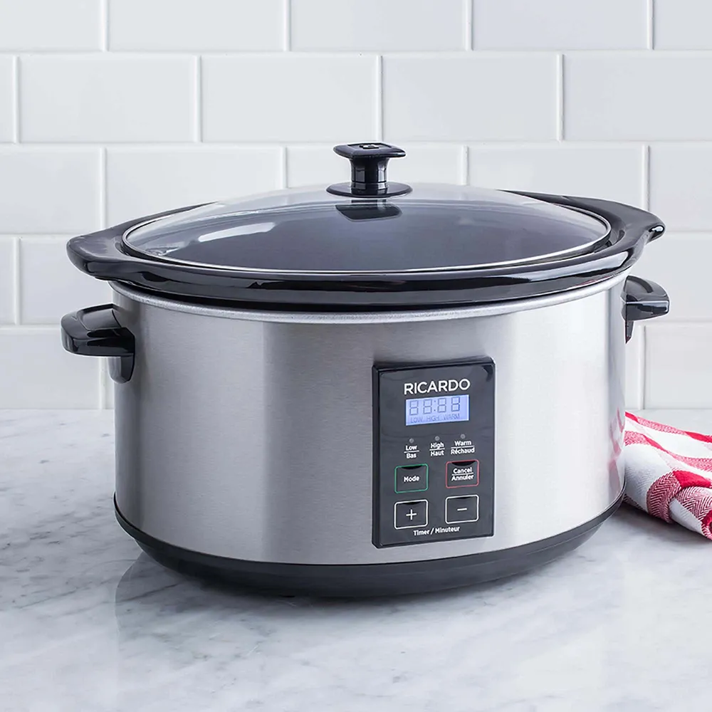 Chefman 6 Qt. Slow Cooker w/ Locking Lid and Three Heat Settings -  Stainless Steel, New