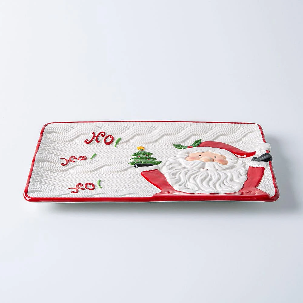 KSP Christmas Knit 'Santa' Rectangular Platter 32.5x21cm