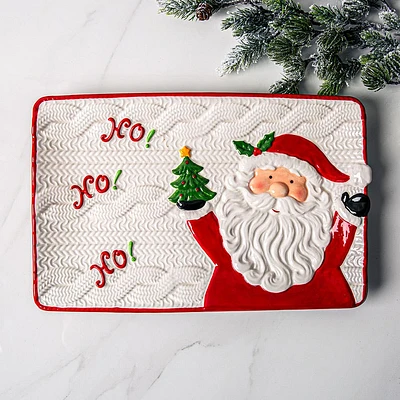 KSP Christmas Knit 'Santa' Rectangular Platter 32.5x21cm