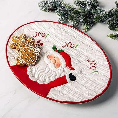 KSP Christmas Knit 'Santa' Oval Platter 38.5x28.5cm