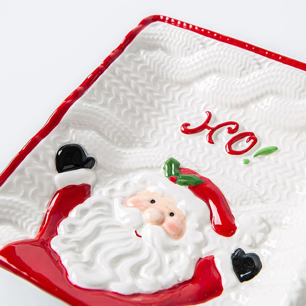 KSP Christmas Knit 'Santa & Snowman' Two-Section Platter 28x16cm