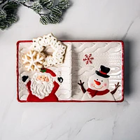 KSP Christmas Knit 'Santa & Snowman' Two-Section Platter 28x16cm