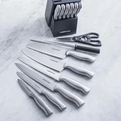 Farberware 15pc Stainless Stamped Wood Knife Set (Charcoal)