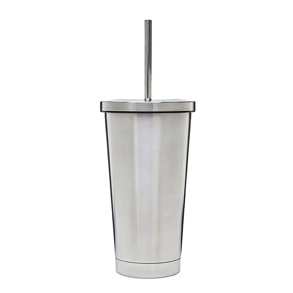KSP Cool It Double Wall Tumbler with Straw (Stainless Steel)