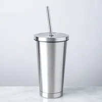 KSP Cool It Double Wall Tumbler with Straw (Stainless Steel)